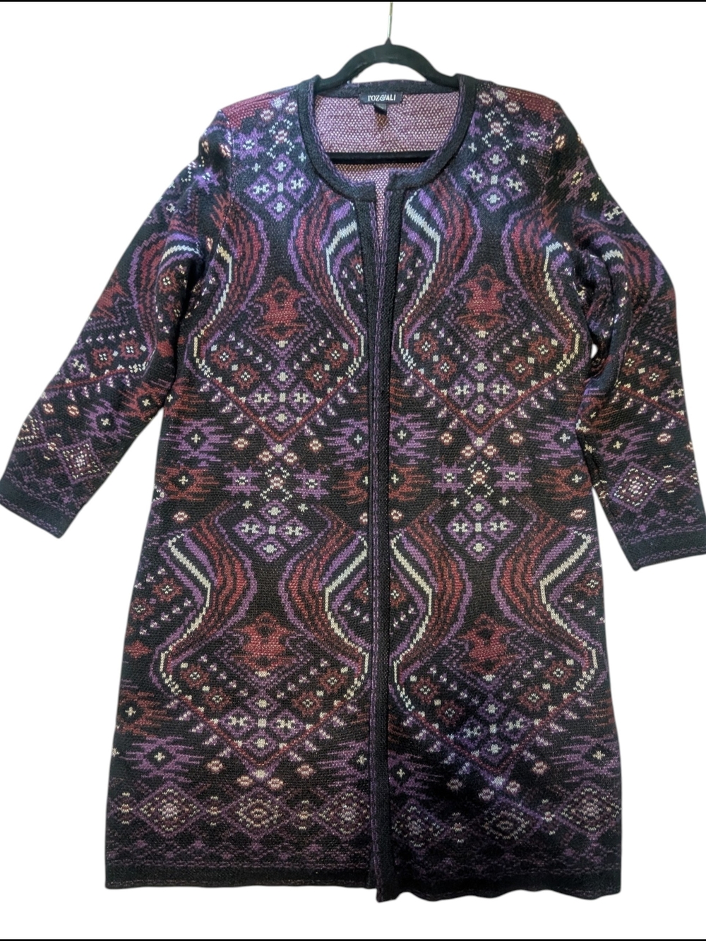 Roz & Ali Open Front Boho Knit Cardigan XL - Picture 3 of 9